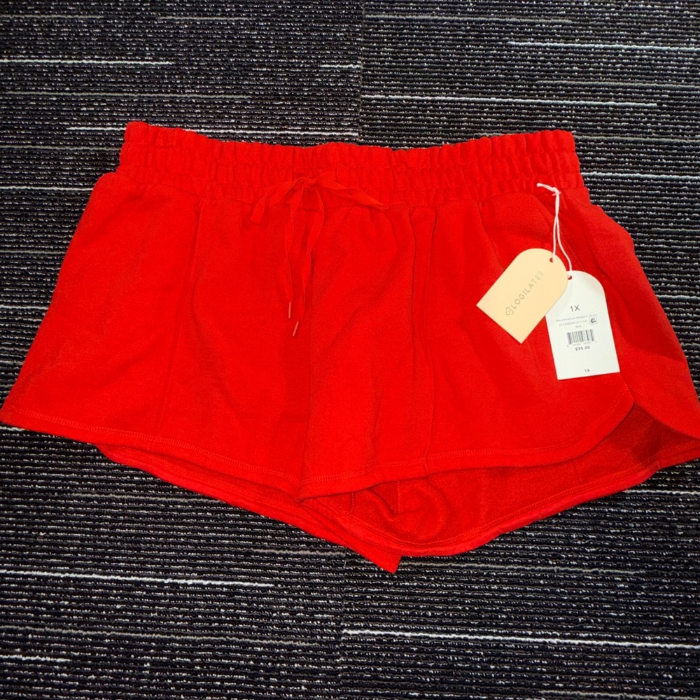 Blogilates‎ Dolphin Shorts Womens 1X Red NEW Marshmallow Drawstring